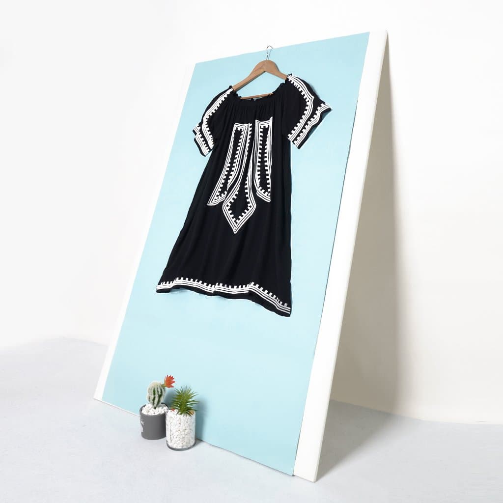 Anna-Kaci Printed Versatile Off Shoulder Smocked Dress | Anna Kaci  Black / One Size
