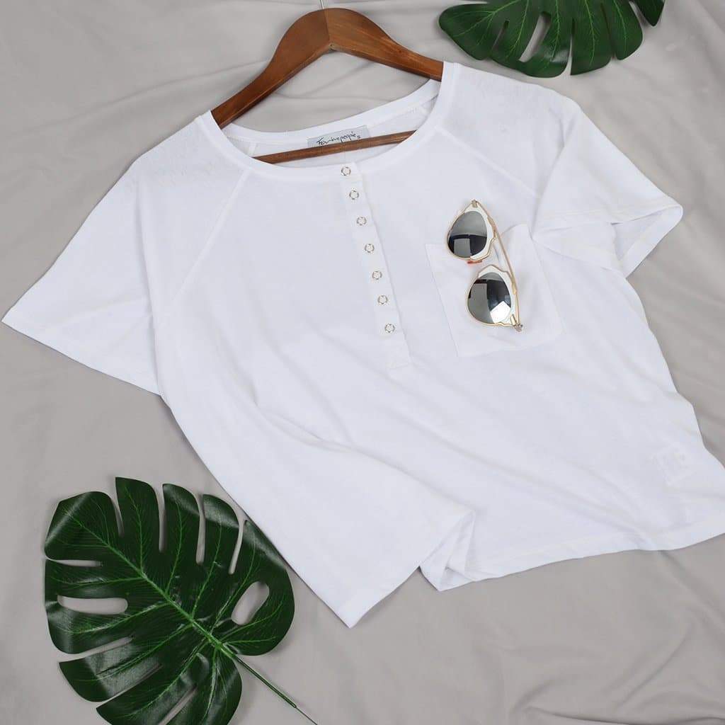 Anna-Kaci Short Sleeve Snap Henley | Anna-Kaci