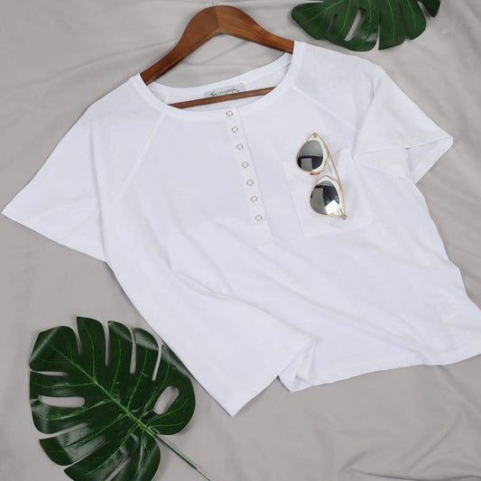 Anna-Kaci Short Sleeve Snap Henley | Anna-Kaci