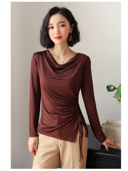 Anna-Kaci Side Gathered Cinched Top | Anna-Kaci Large / Red