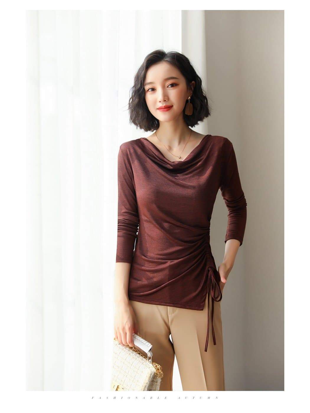 Anna-Kaci Side Gathered Cinched Top | Anna-Kaci