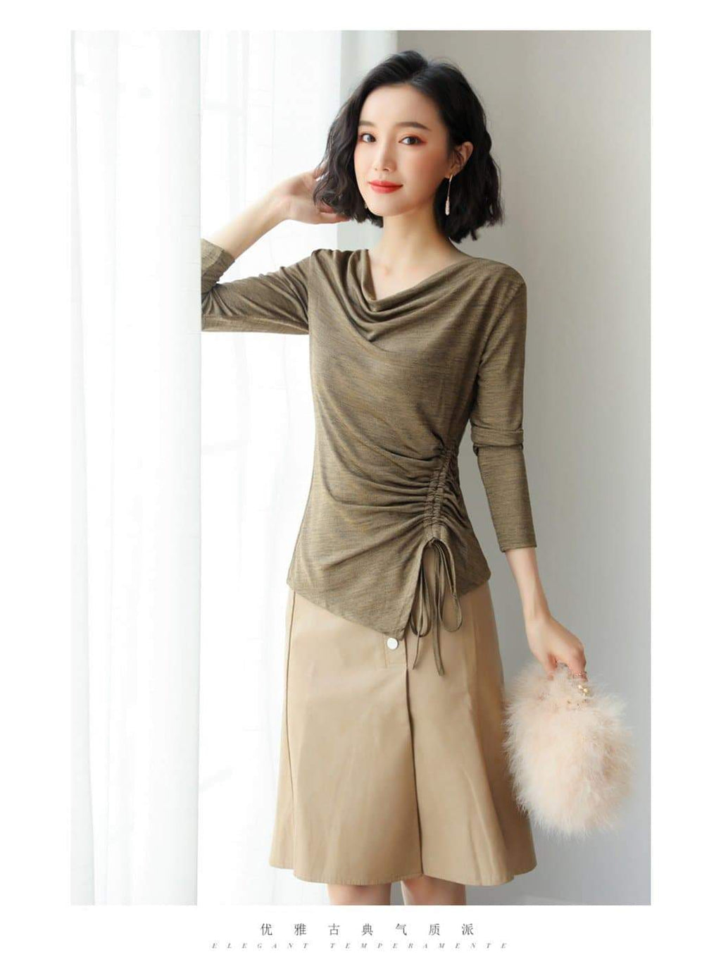 Anna-Kaci Side Gathered Cinched Top | Anna-Kaci