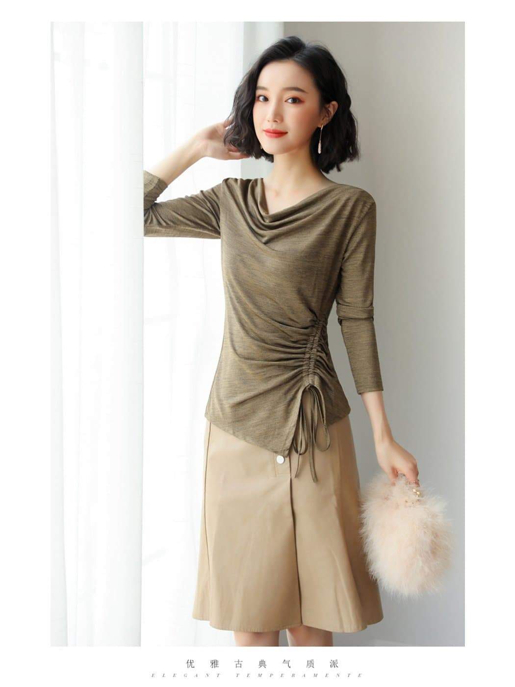 Anna-Kaci Side Gathered Cinched Top | Anna-Kaci