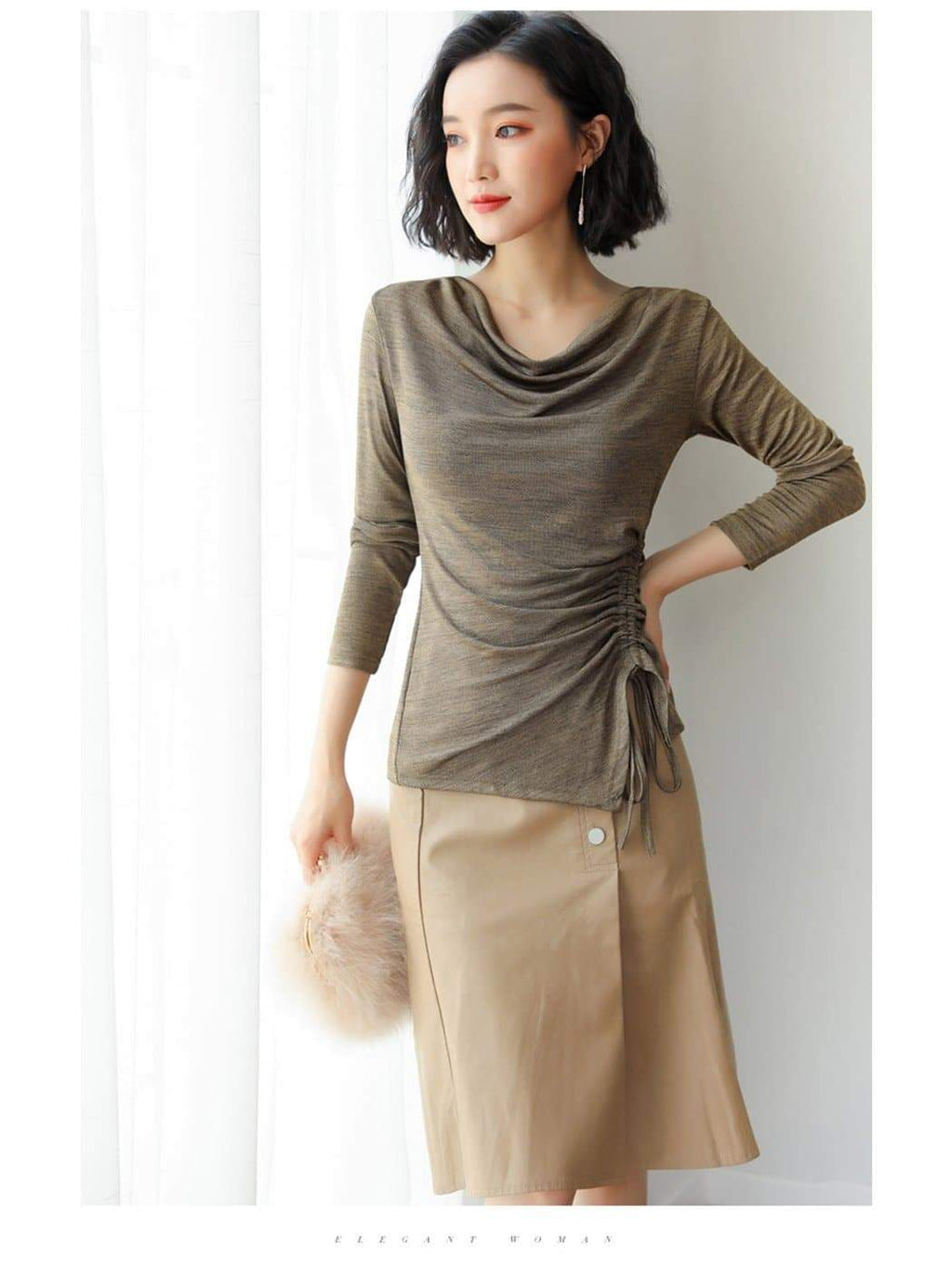 Anna-Kaci Side Gathered Cinched Top | Anna-Kaci