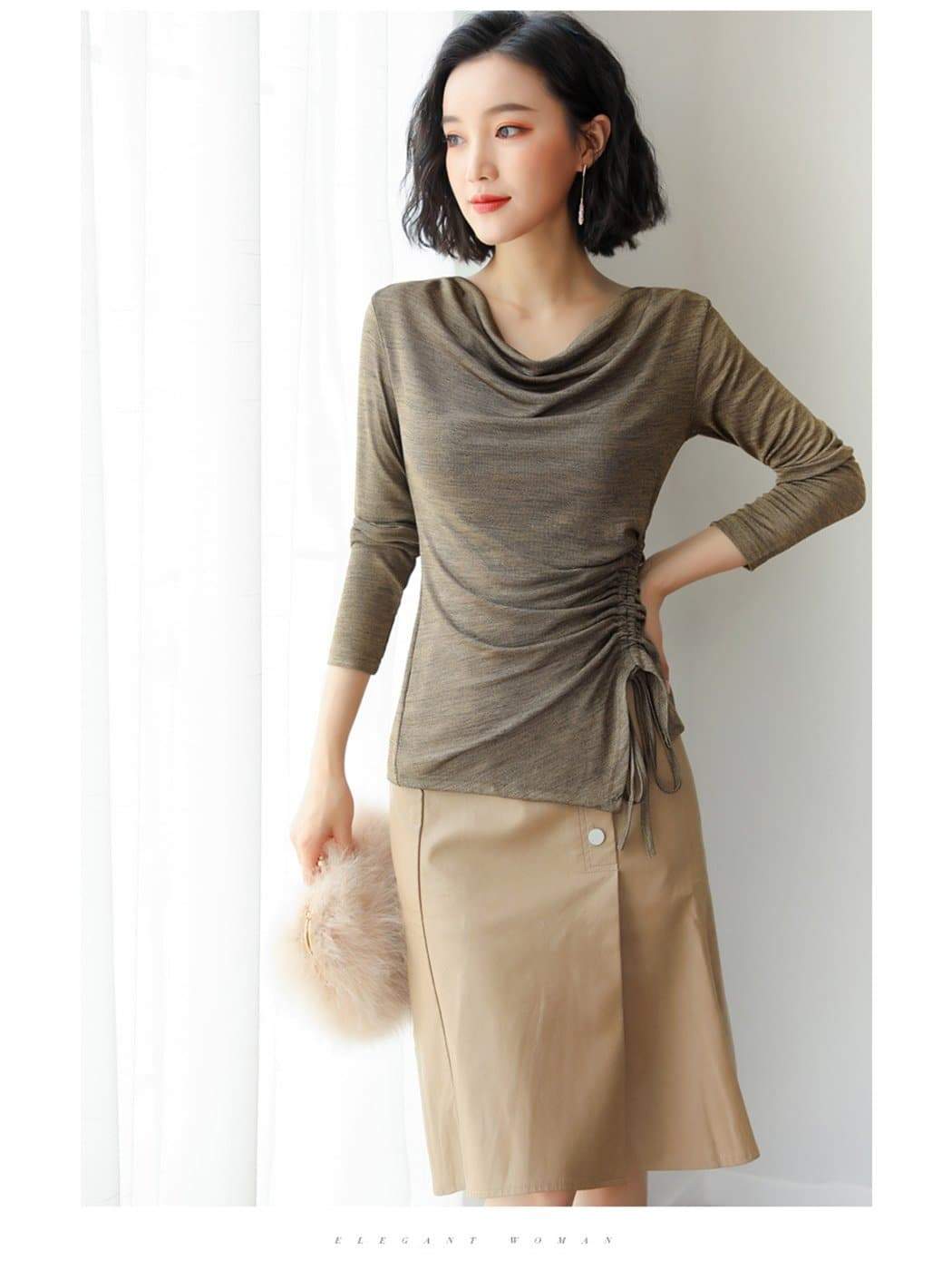 Anna-Kaci Side Gathered Cinched Top | Anna-Kaci
