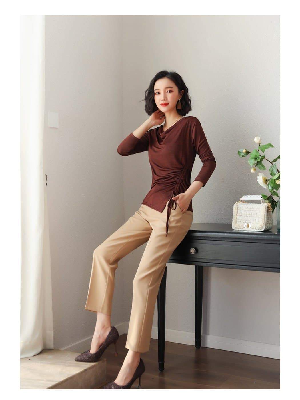 Anna-Kaci Side Gathered Cinched Top | Anna-Kaci