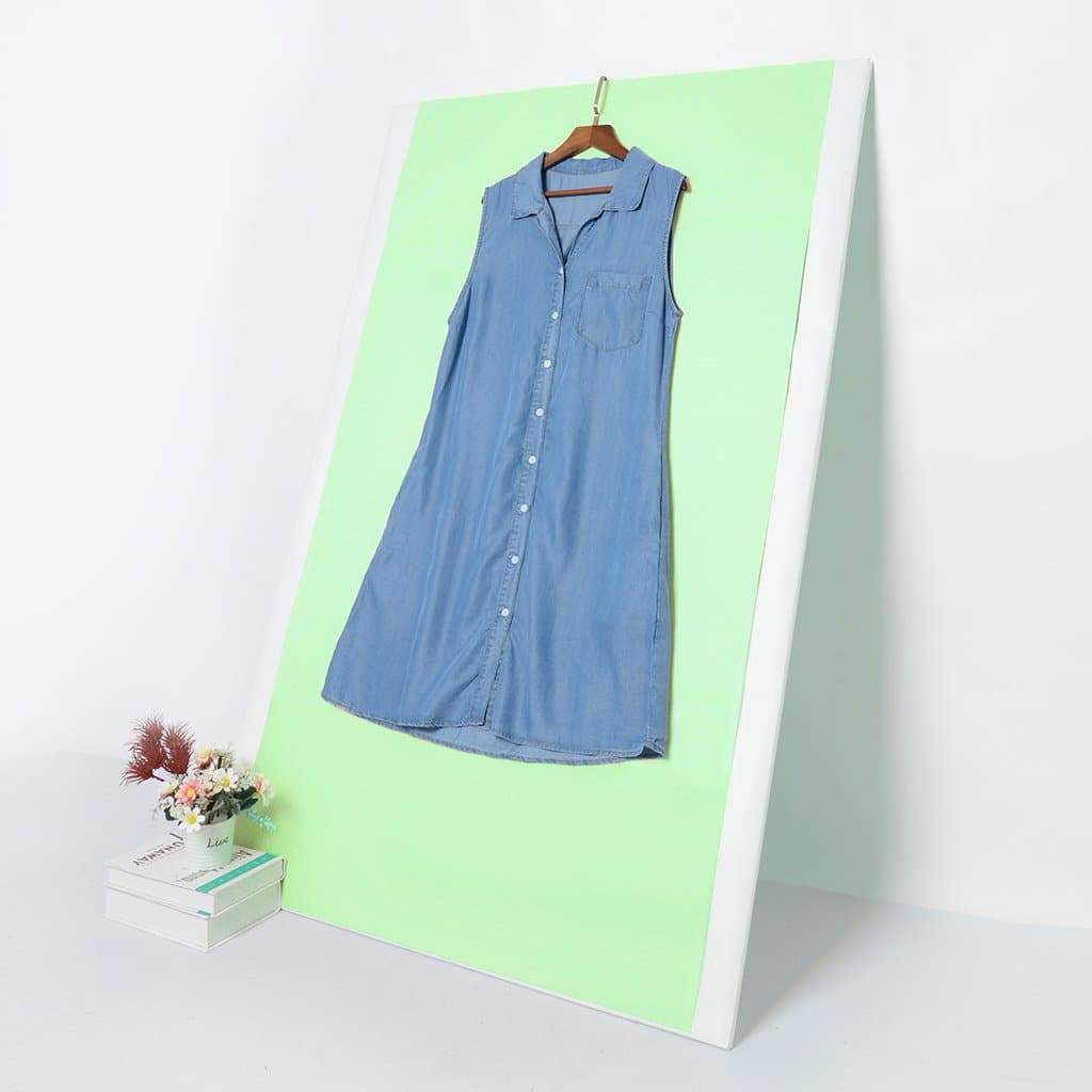 Anna-Kaci Sleeveless Button Down Premium Denim Dress | Anna Kaci Small
