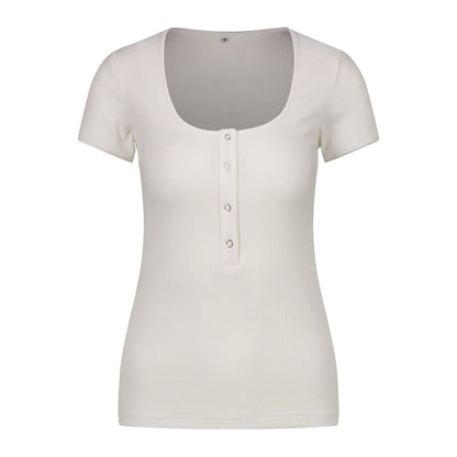 Anna-Kaci Square Neck Button Down Top | Anna-Kaci S / White