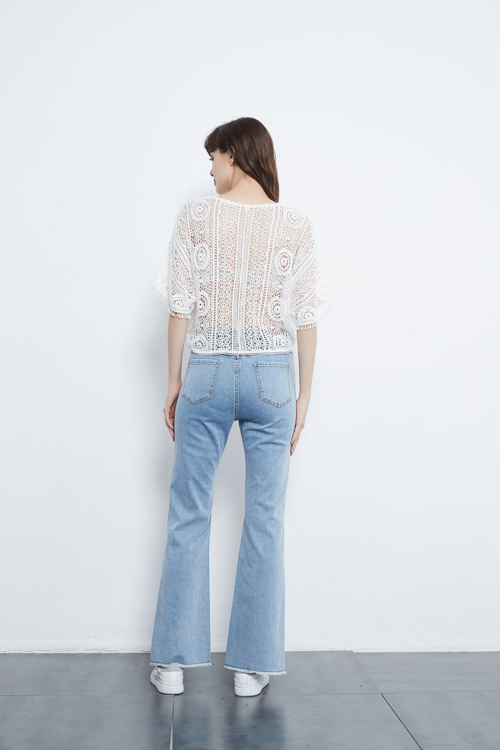 Anna-Kaci Tie Front Crochet Lace Top | Anna-Kaci