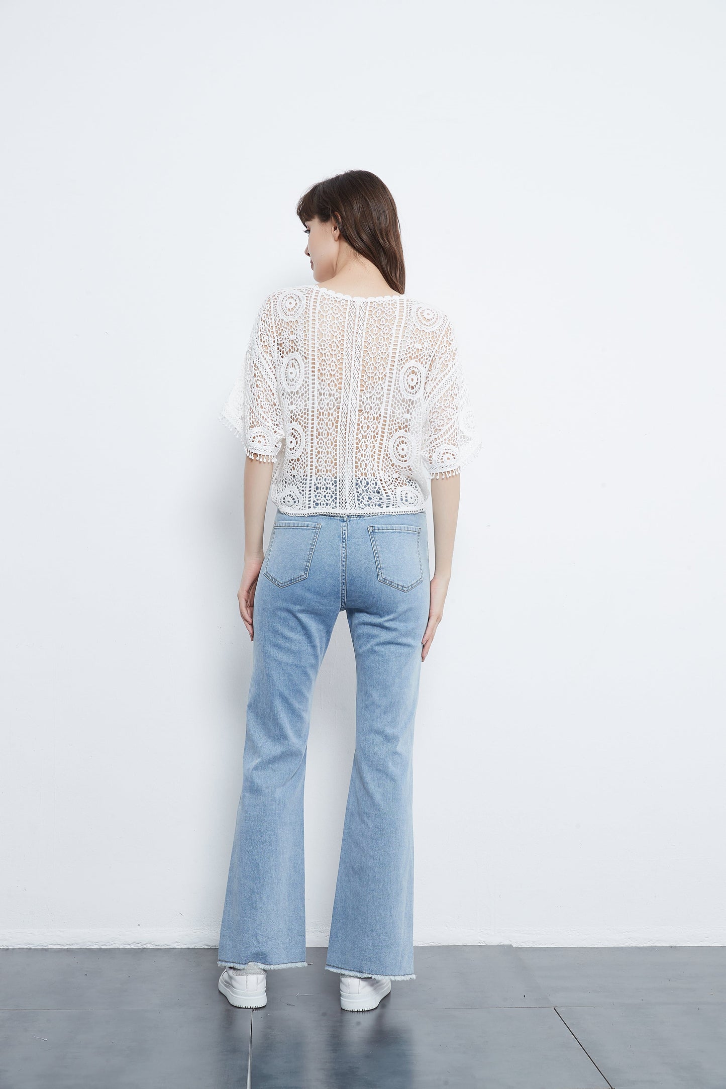 Anna-Kaci Tie Front Crochet Lace Top | Anna-Kaci