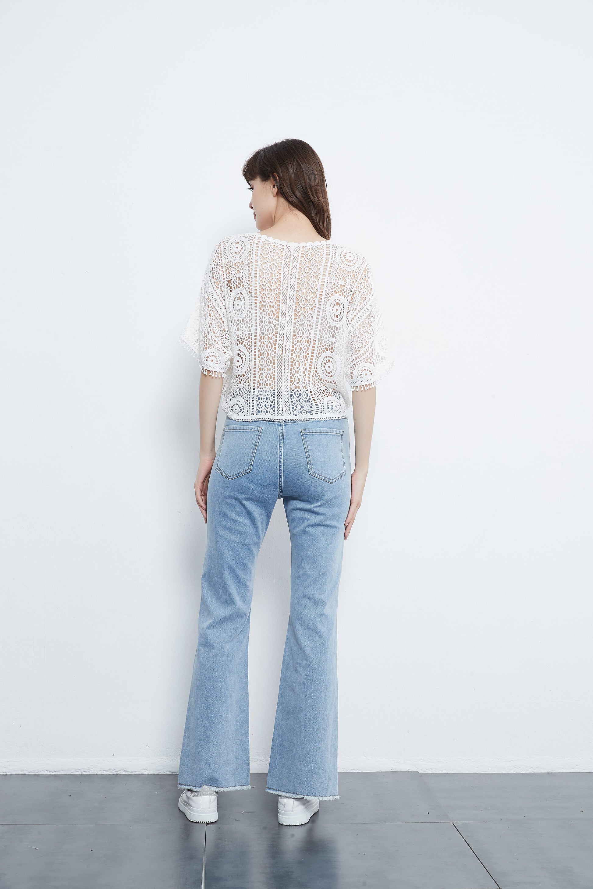 Anna-Kaci Tie Front Crochet Lace Top | Anna-Kaci