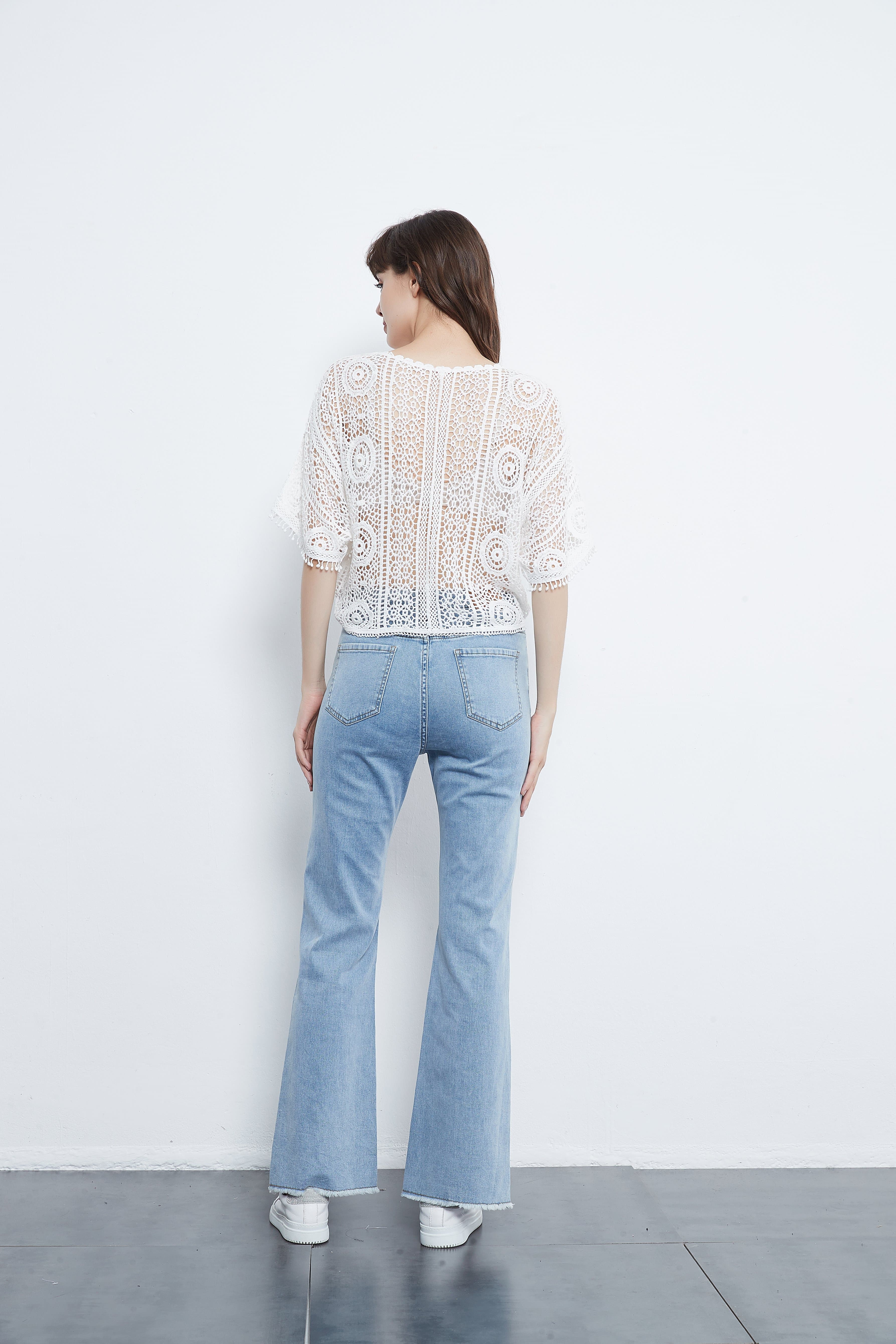 Anna-Kaci Tie Front Crochet Lace Top | Anna-Kaci