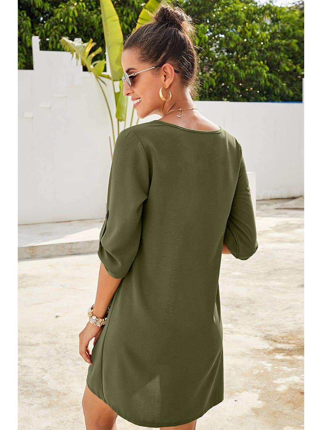 Anna-Kaci Vintage Flare Woven Button Down Dress For Women | Anna-Kaci