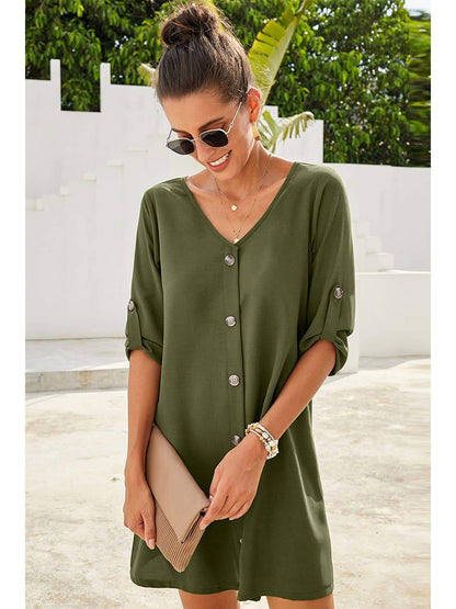Anna-Kaci Vintage Flare Woven Button Down Dress For Women | Anna-Kaci