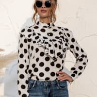 Ruffle Long Sleeve Button Blouse