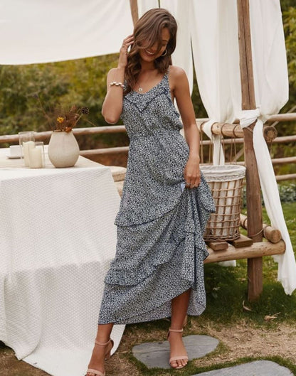 Vestido con estampado de flores delicadas y suaves