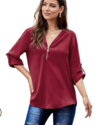 Zip Up Spring Blouse