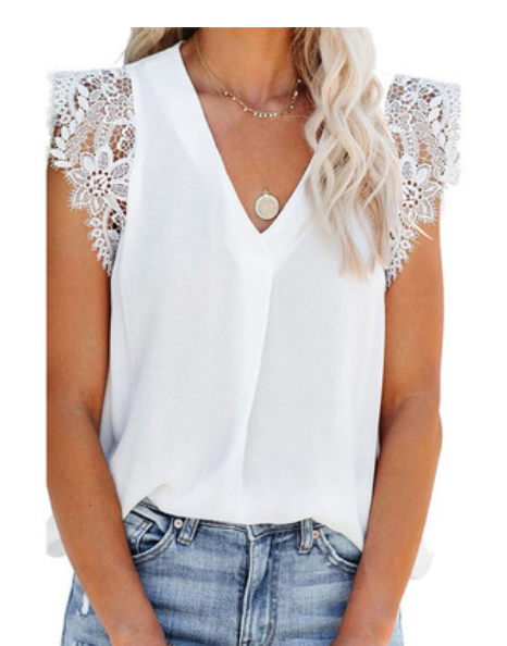 Blusa de tirantes plisada con encaje